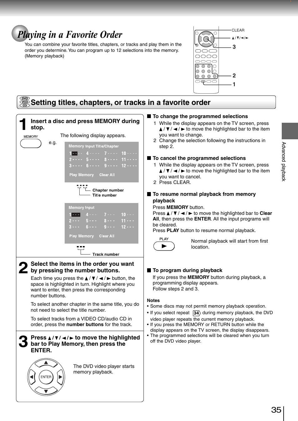 Playing in a favorite order | Toshiba SD-3980SC User Manual | Page 33 / 61