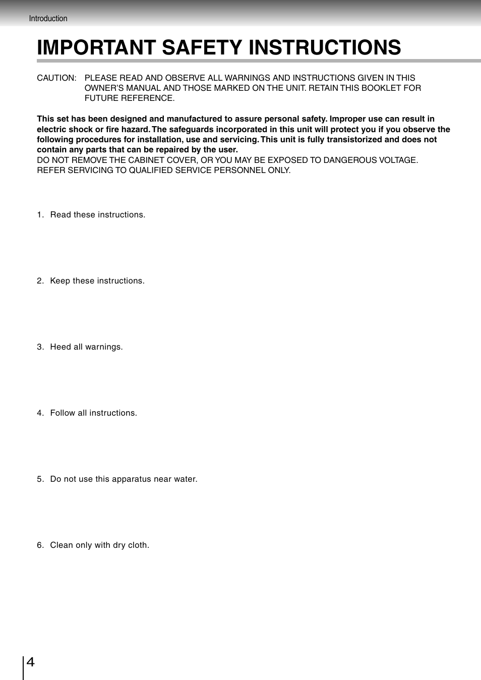 Important safety instructions | Toshiba SD-3980SC User Manual | Page 4 / 61