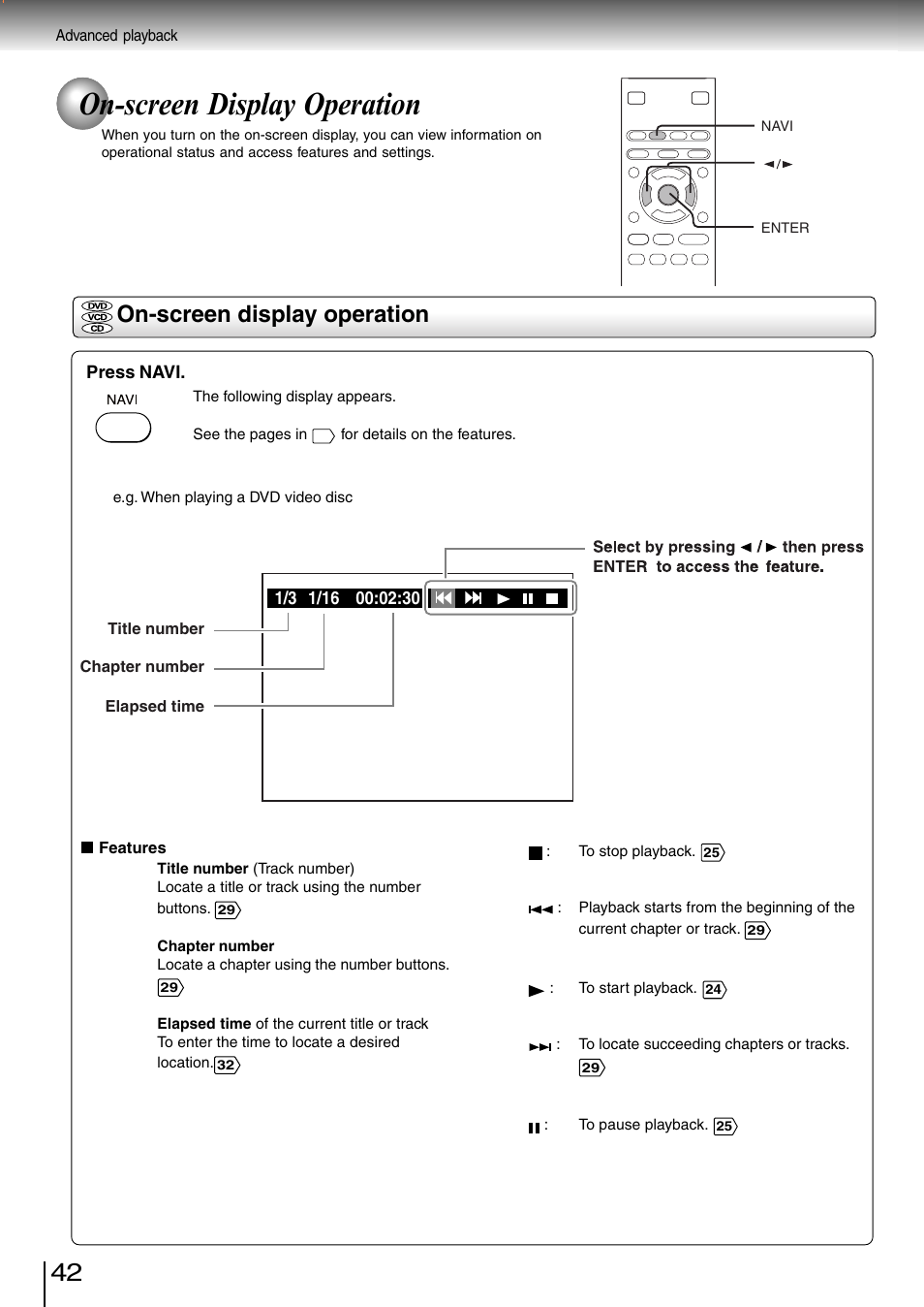 On-screen display operation | Toshiba SD-3980SC User Manual | Page 40 / 61