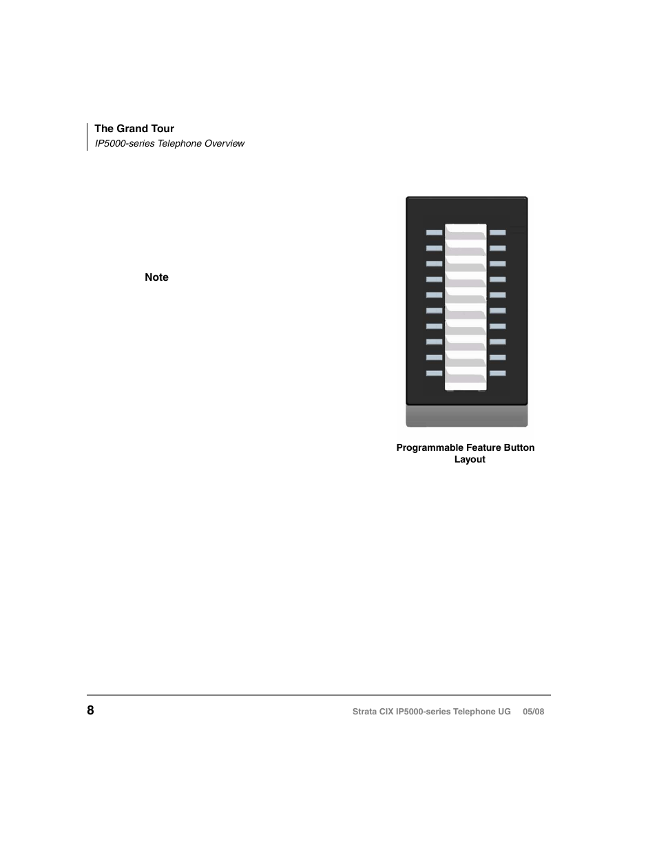 Programmable feature buttons, Key strip, Programmable feature buttons key strip | Toshiba STRATA IP5000 User Manual | Page 26 / 196