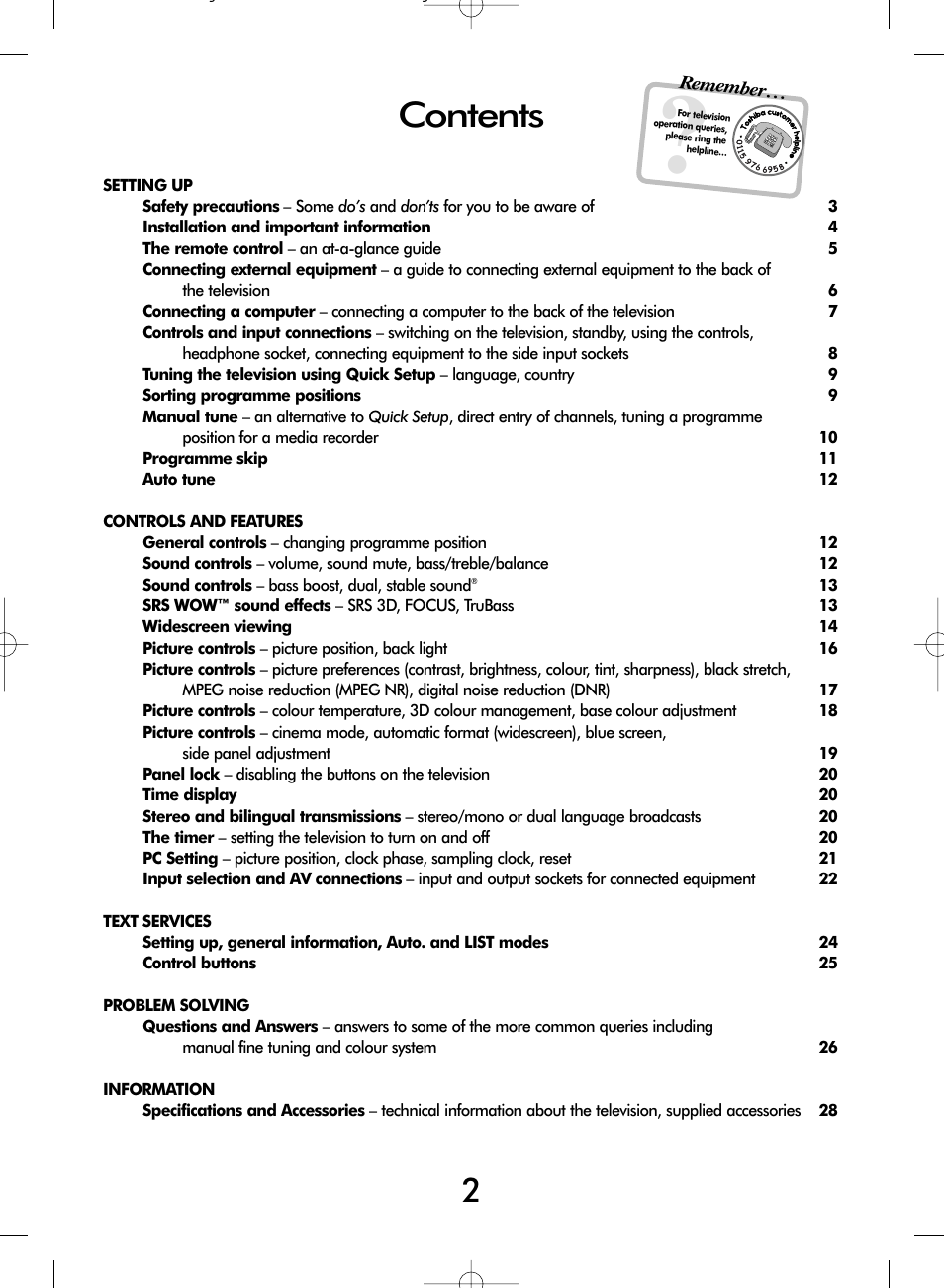 Toshiba WL66 User Manual | Page 2 / 28