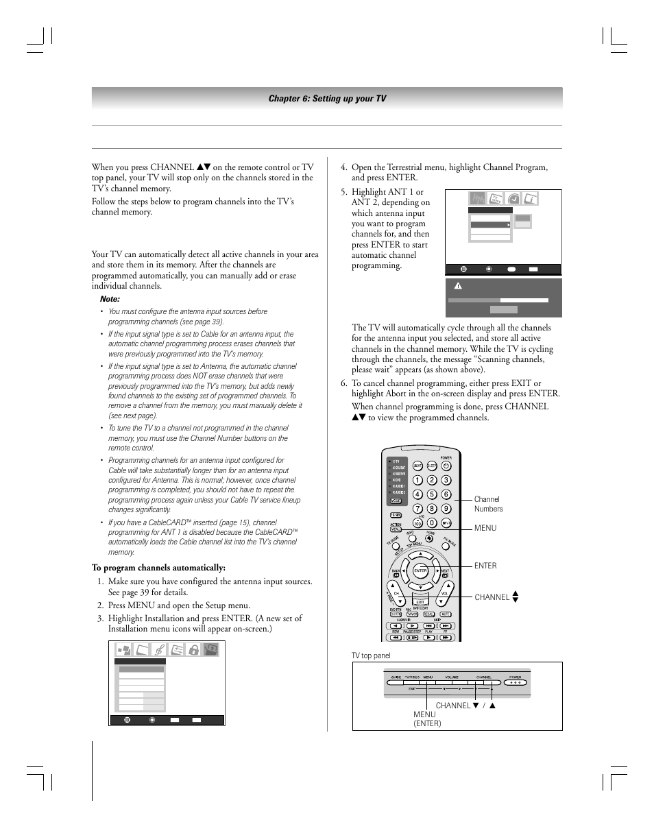 Programming channels automatically | Toshiba 27HLV95 User Manual | Page 40 / 102