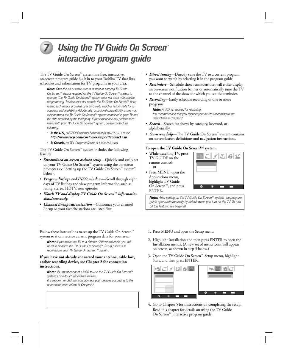 Using the tv guide on screen, Interactive program guide, Setting up the tv guide on screen™ system | Toshiba 27HLV95 User Manual | Page 46 / 102