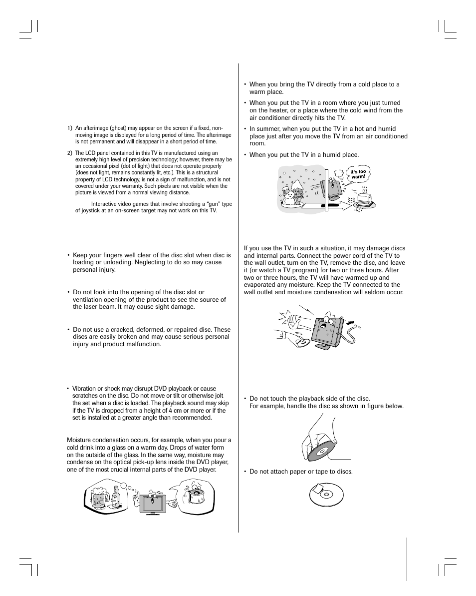 Safety instructions, Precautions, On handling discs | Do do not | Toshiba 27HLV95 User Manual | Page 5 / 102