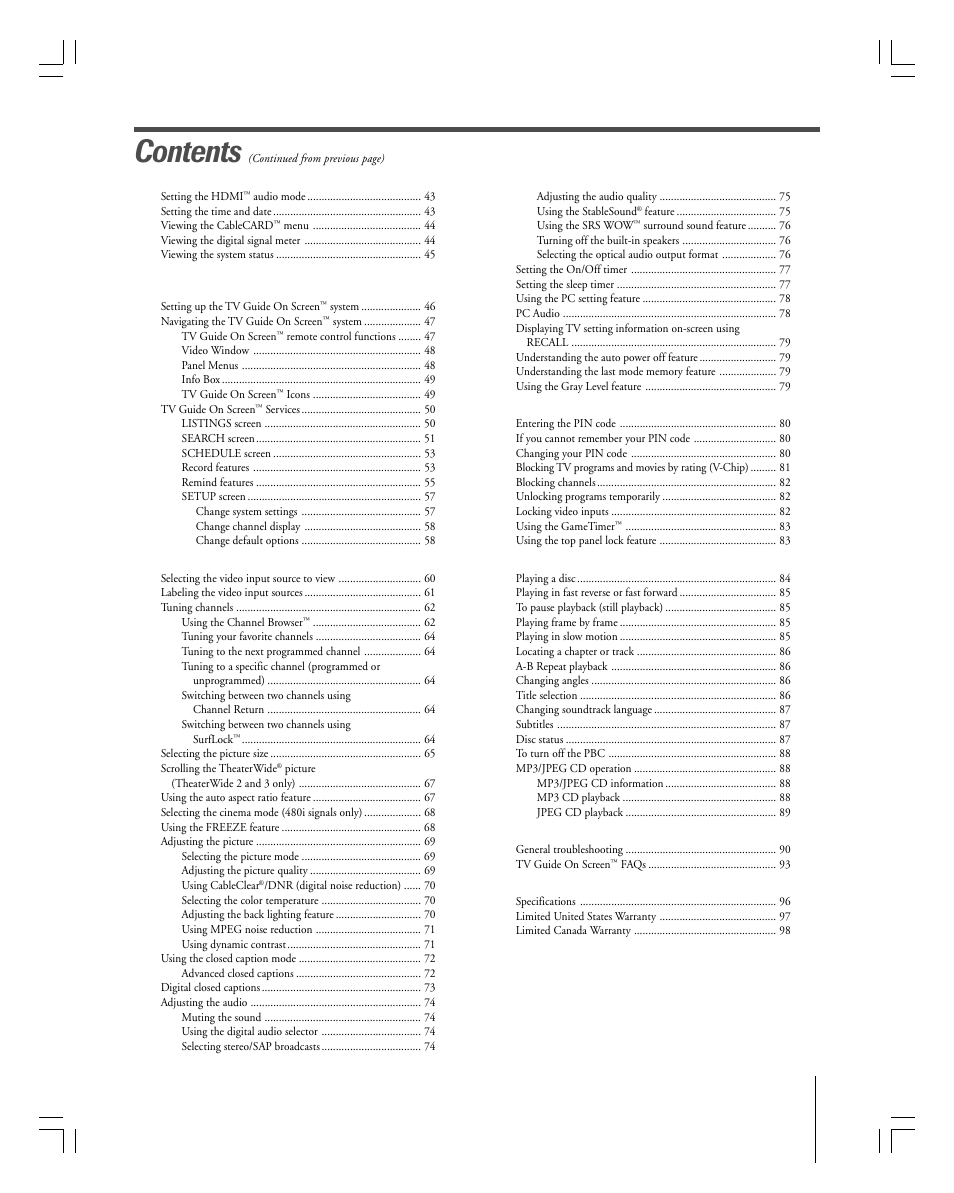 Toshiba 27HLV95 User Manual | Page 9 / 102