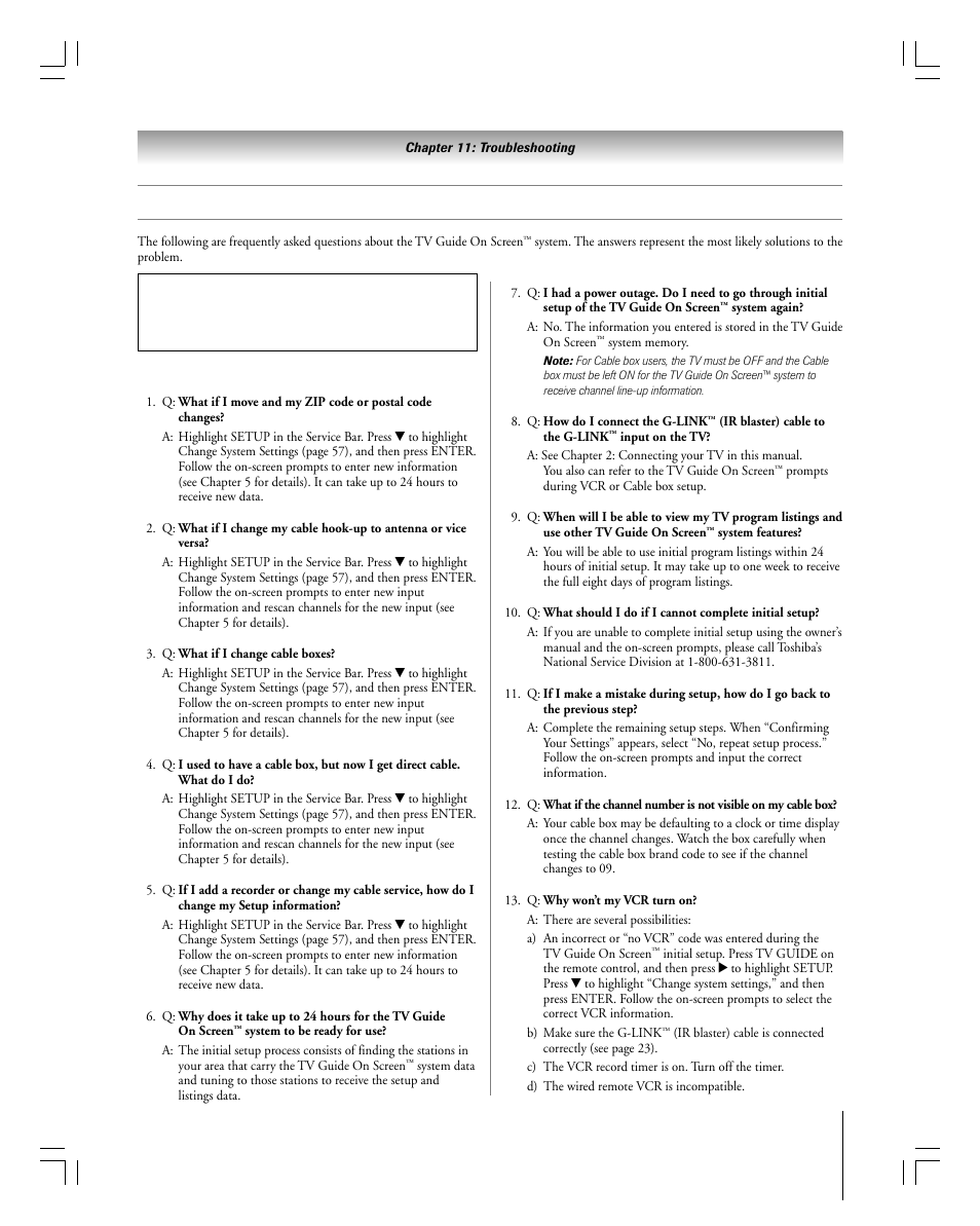 Tv guide on screen™ faqs | Toshiba 27HLV95 User Manual | Page 93 / 102