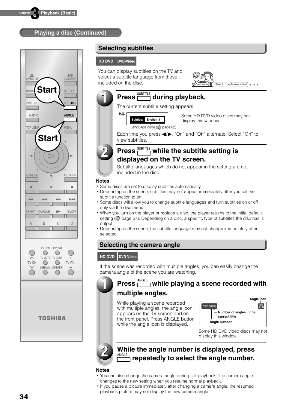 Start | Toshiba HD-XE1KY User Manual | Page 34 / 76