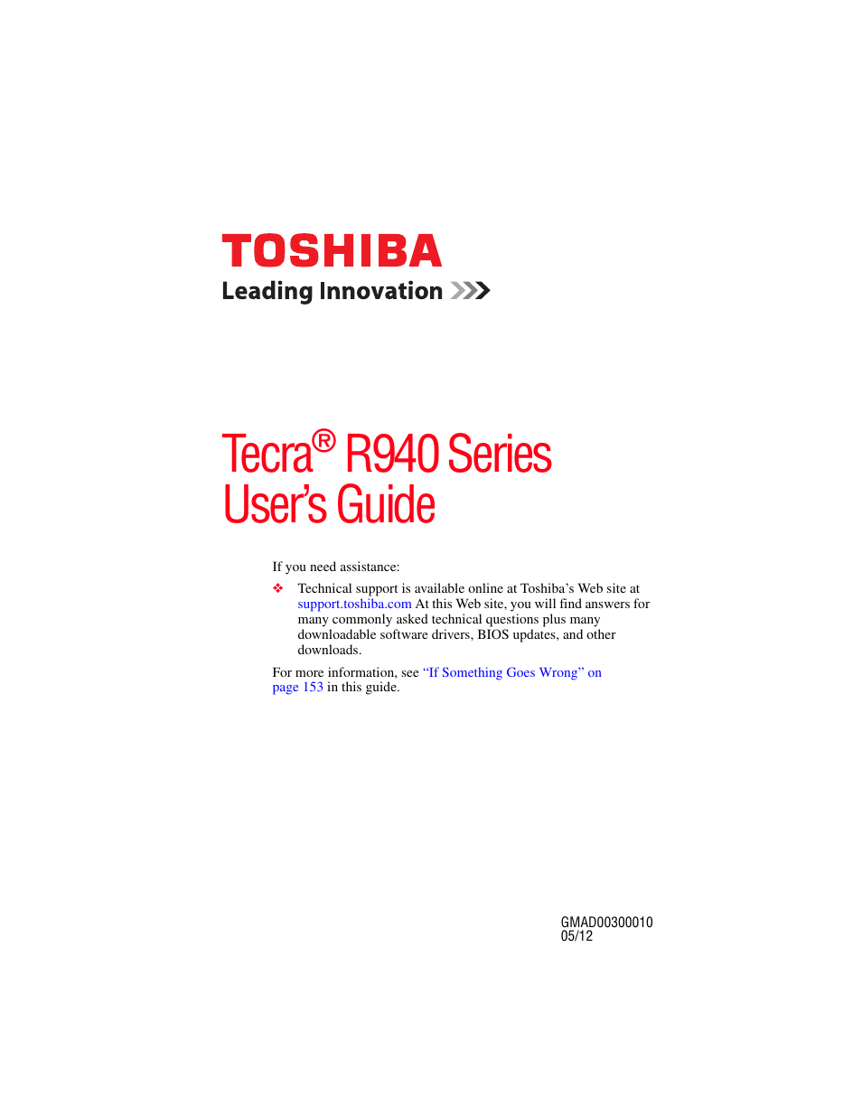 Toshiba Toshubia Tecra R940 User Manual | 216 pages