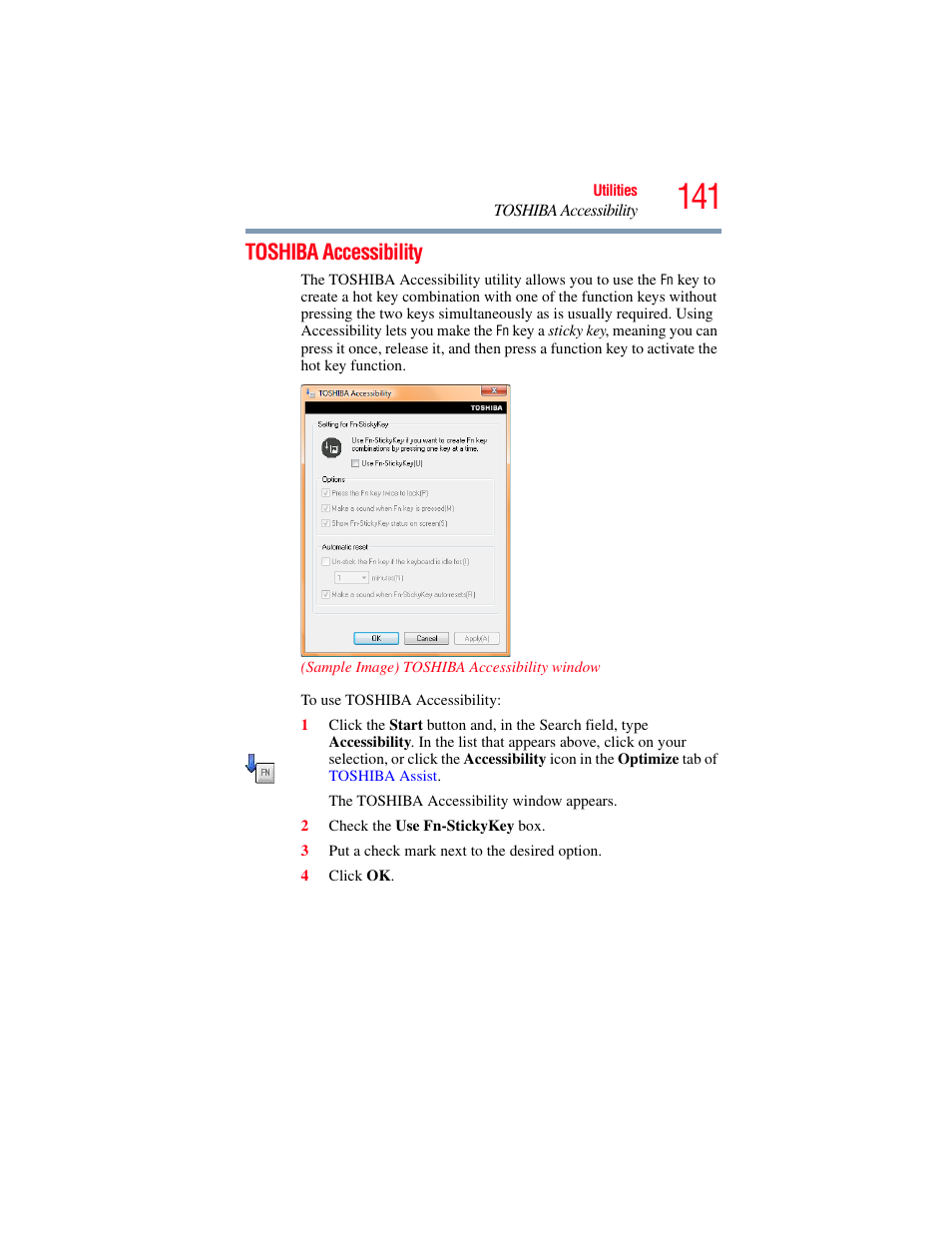 Toshiba accessibility | Toshiba Toshubia Tecra R940 User Manual | Page 141 / 216
