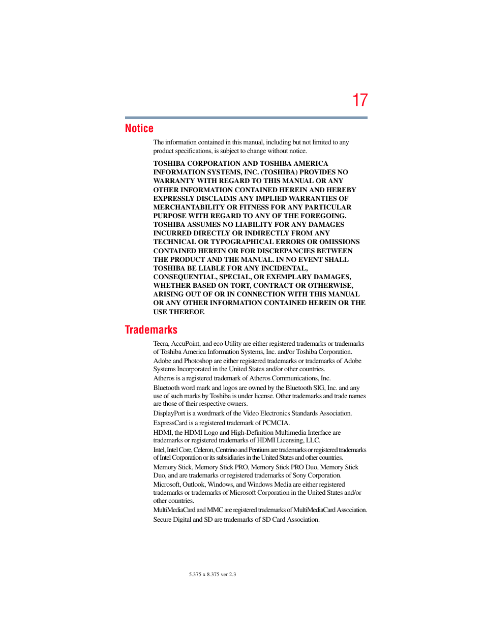 Toshiba Toshubia Tecra R940 User Manual | Page 17 / 216