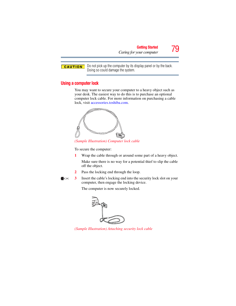 Using a computer lock | Toshiba Toshubia Tecra R940 User Manual | Page 79 / 216