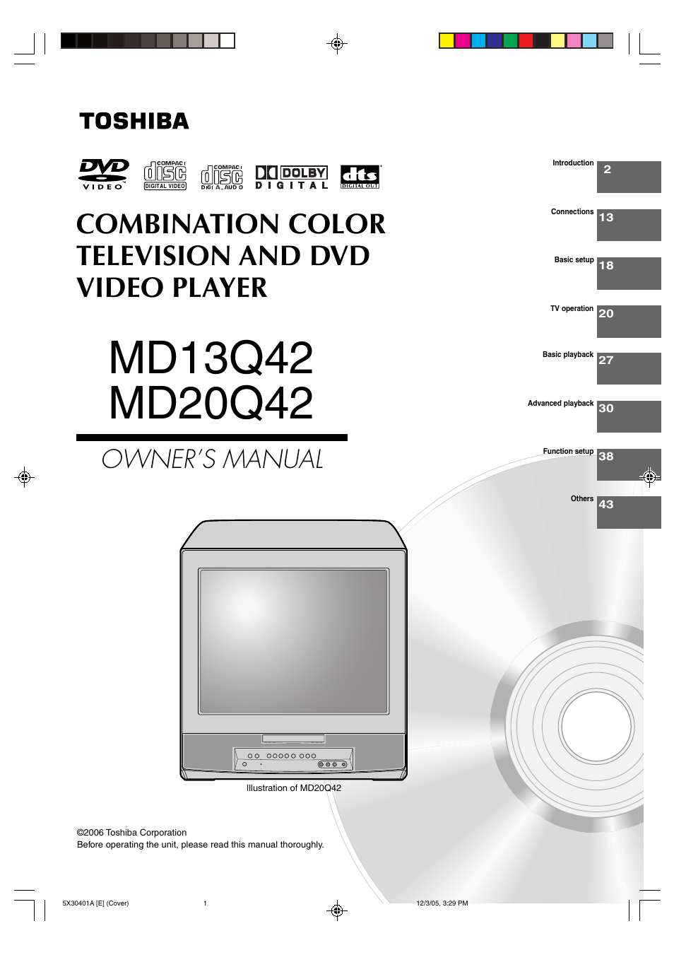 Toshiba MD13Q42 User Manual | 52 pages