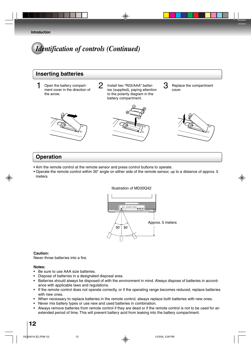 Identification of controls (continued) | Toshiba MD13Q42 User Manual | Page 12 / 52