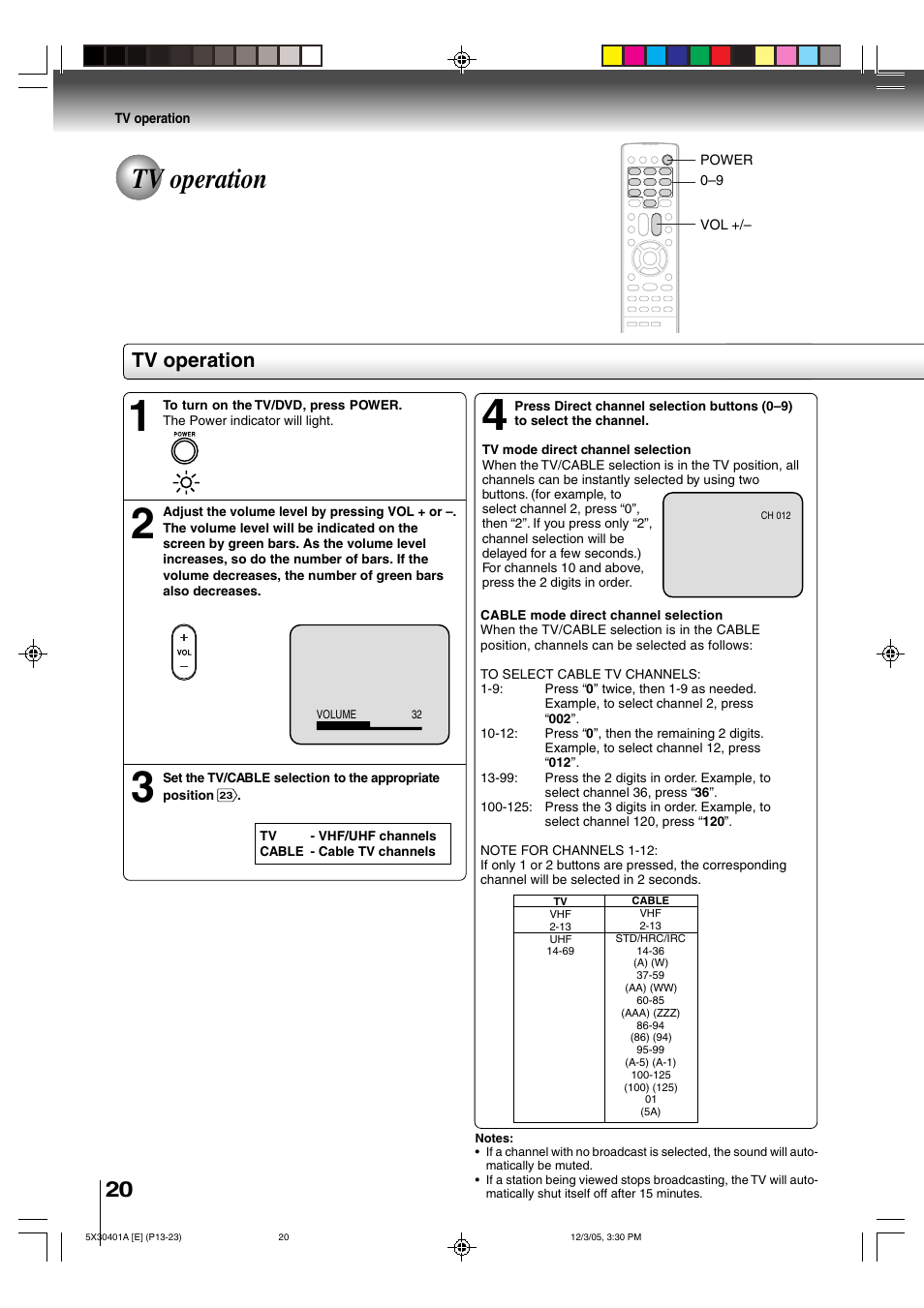 Tv operation | Toshiba MD13Q42 User Manual | Page 20 / 52