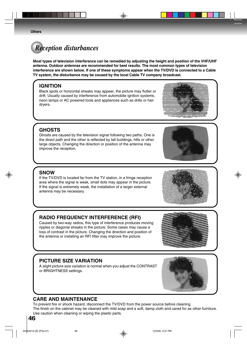 Reception disturbances | Toshiba MD13Q42 User Manual | Page 46 / 52