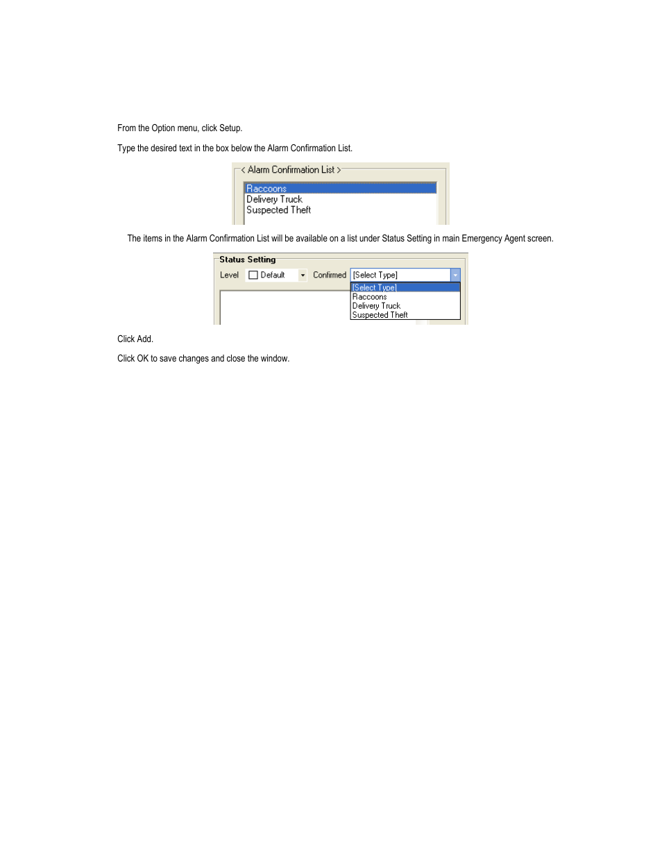 Add items to alarm confirm list | Toshiba XVR16-120-X User Manual | Page 110 / 121