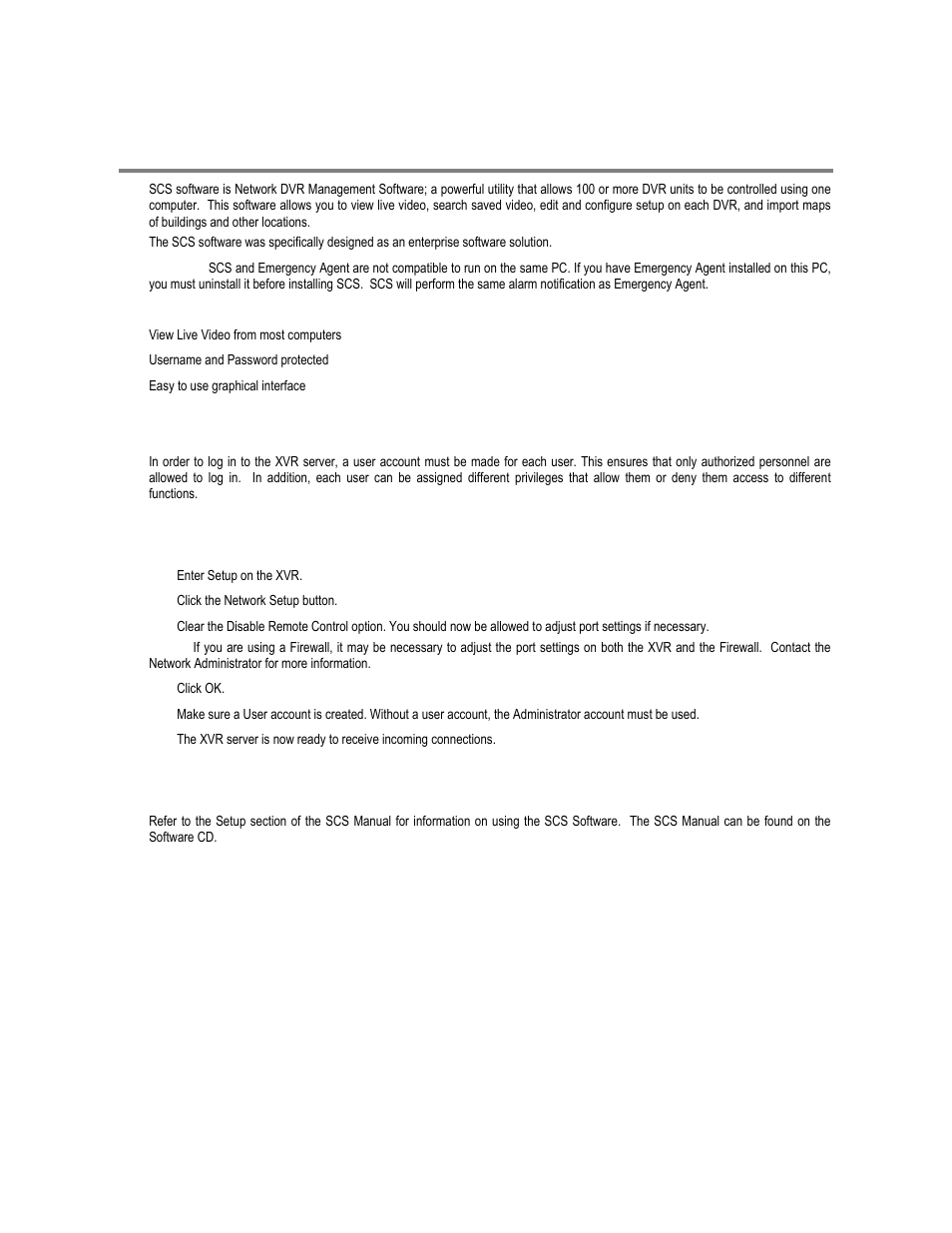Scs overview, Configuring the server for remote connection, Connecting to an xvr | Toshiba XVR16-120-X User Manual | Page 119 / 121