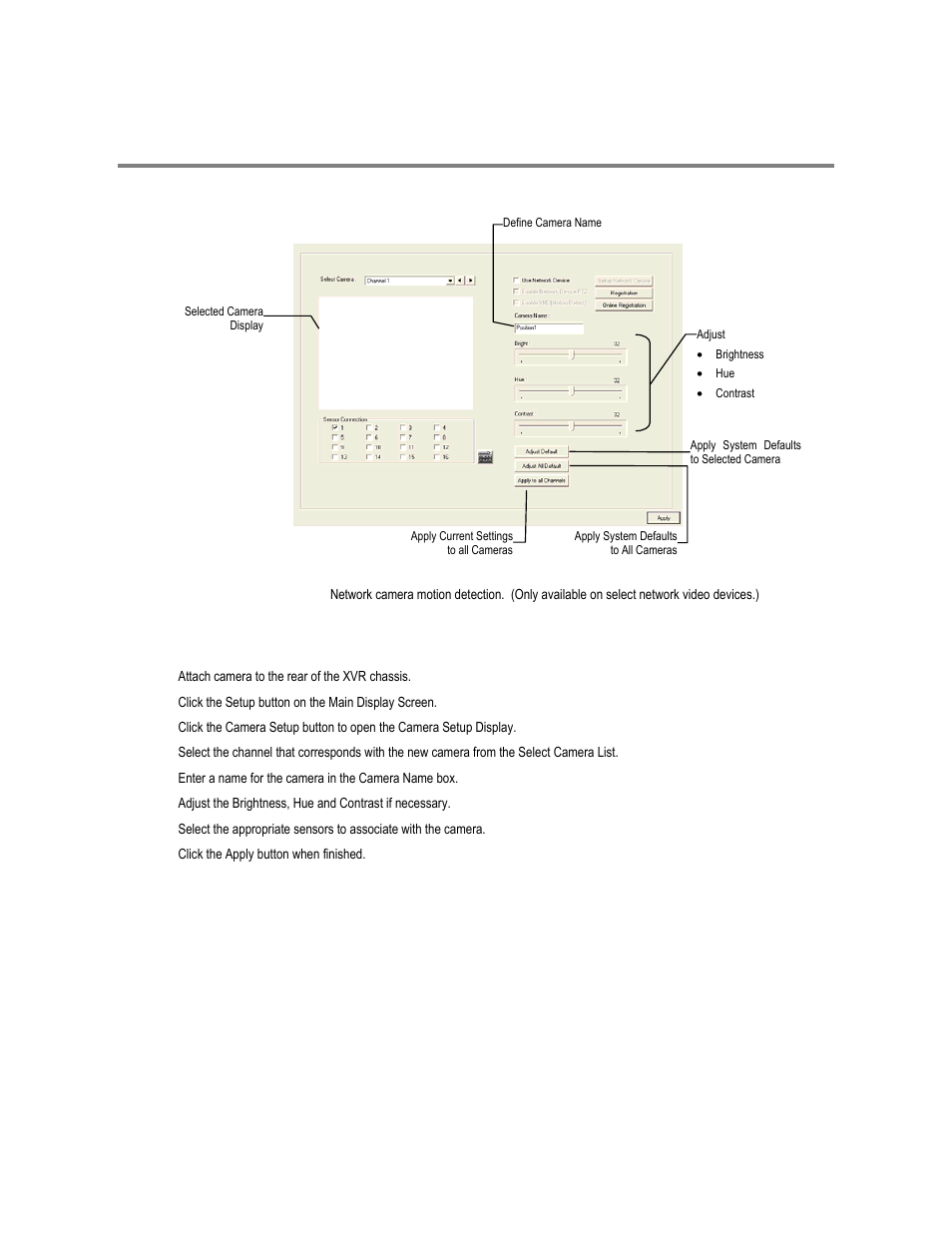 Camera setup, Setup a new camera | Toshiba XVR16-120-X User Manual | Page 45 / 121