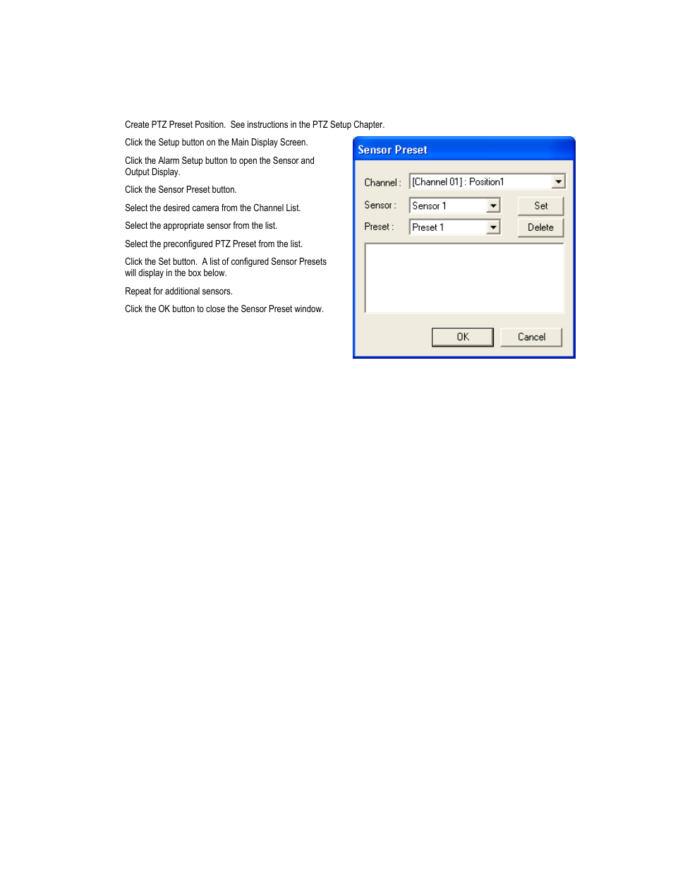 Activate ptz preset on sensor | Toshiba XVR16-120-X User Manual | Page 61 / 121