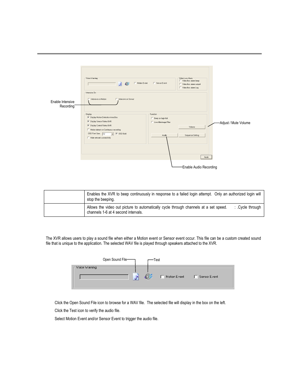 General setup, Voice warning | Toshiba XVR16-120-X User Manual | Page 62 / 121