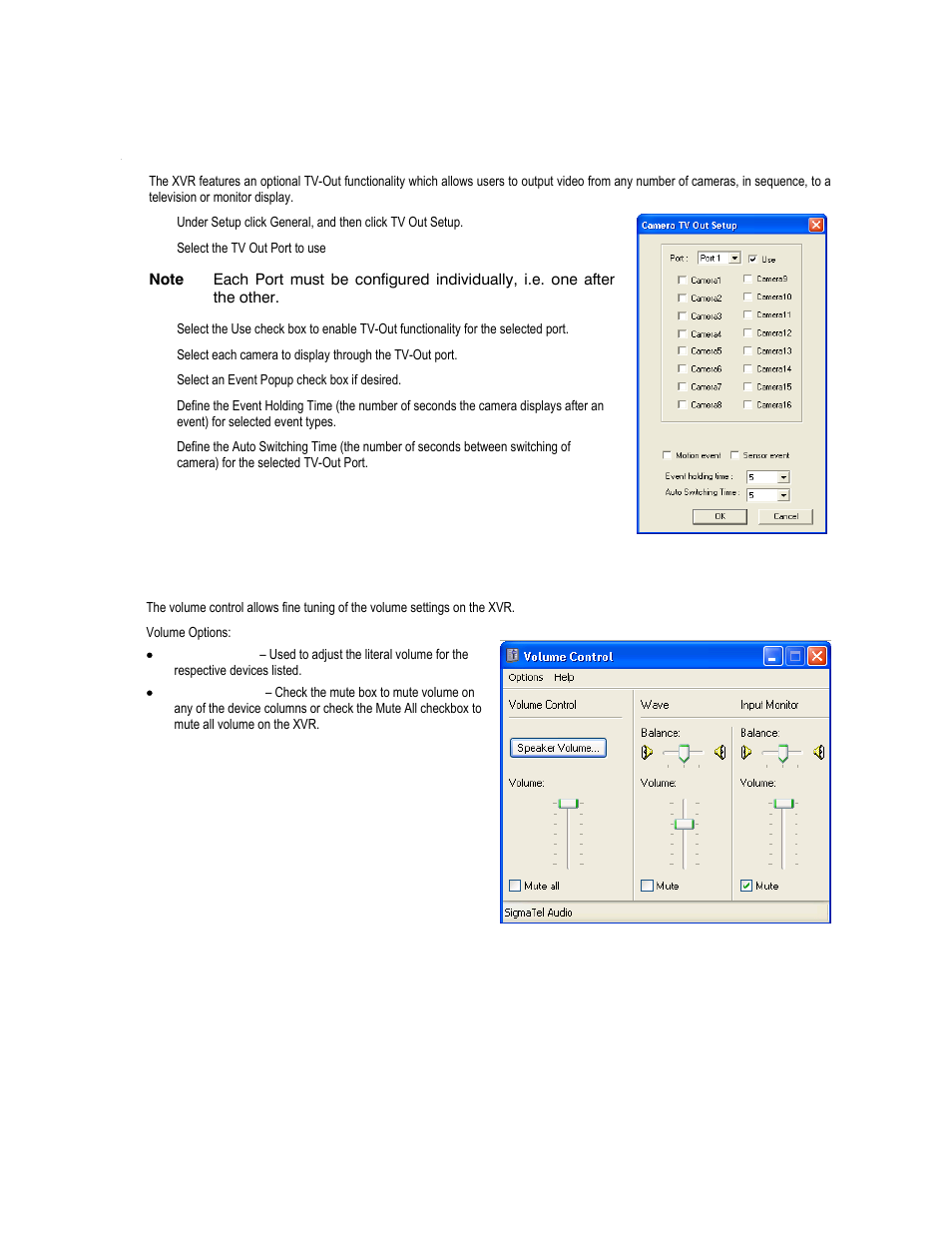 Tv-out setup (analog), Volume | Toshiba XVR16-120-X User Manual | Page 65 / 121