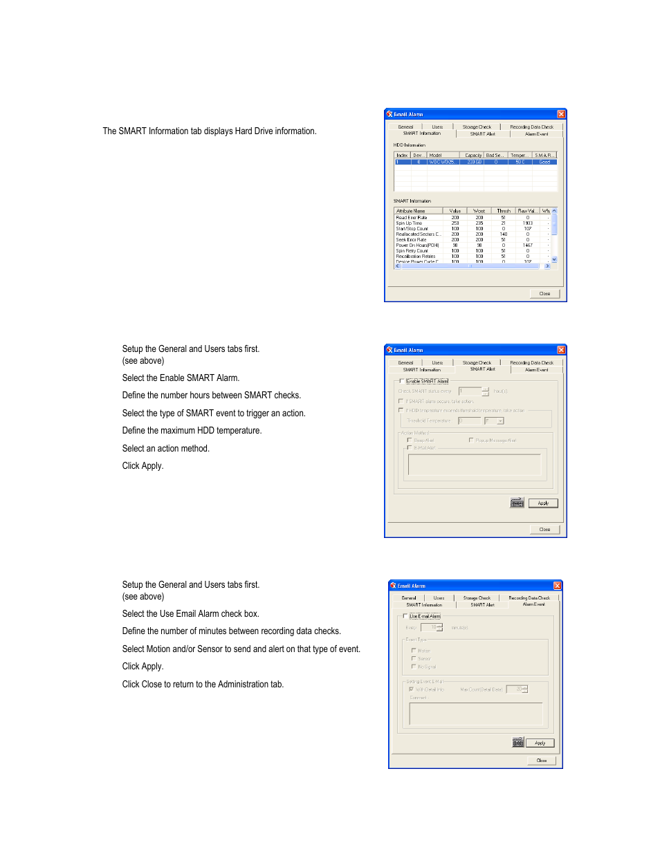 Smart information, Smart alert, Alarm event | Toshiba XVR16-120-X User Manual | Page 74 / 121