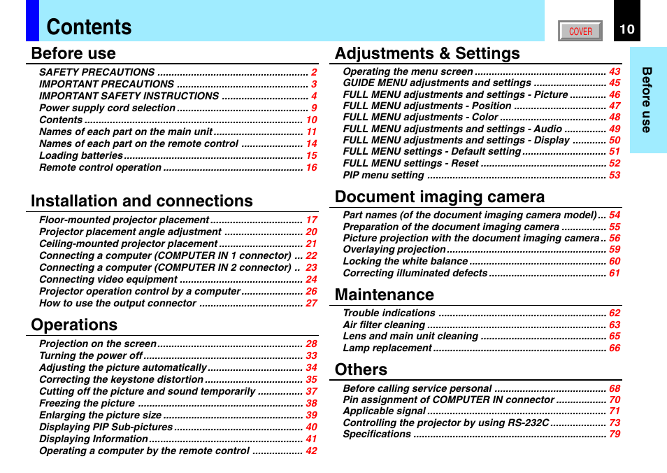 Toshiba TLP791 User Manual | Page 10 / 80