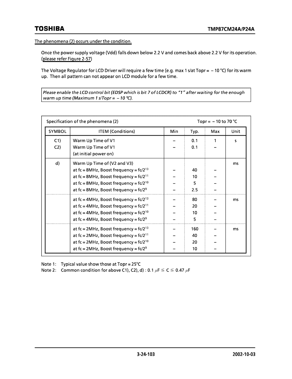 Toshiba | Toshiba TMP87CP24AF User Manual | Page 103 / 132