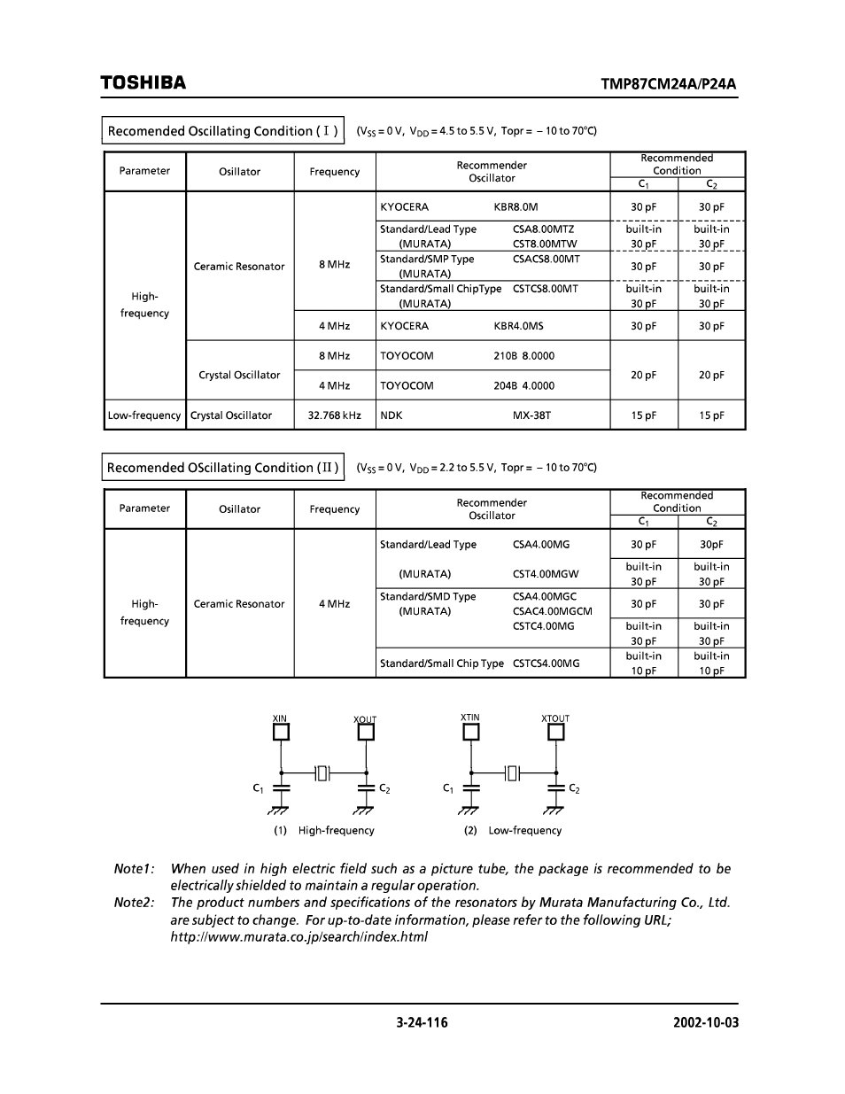 Toshiba | Toshiba TMP87CP24AF User Manual | Page 116 / 132