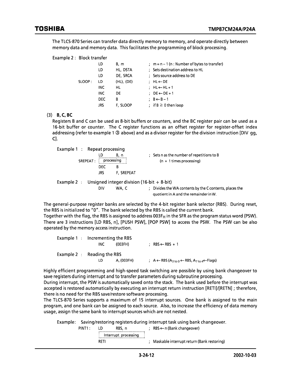 Toshiba | Toshiba TMP87CP24AF User Manual | Page 12 / 132