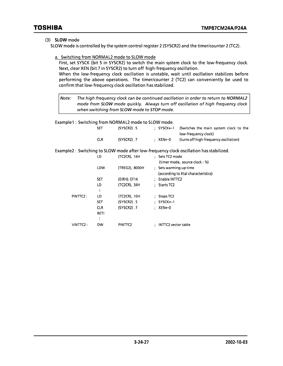 Toshiba | Toshiba TMP87CP24AF User Manual | Page 27 / 132