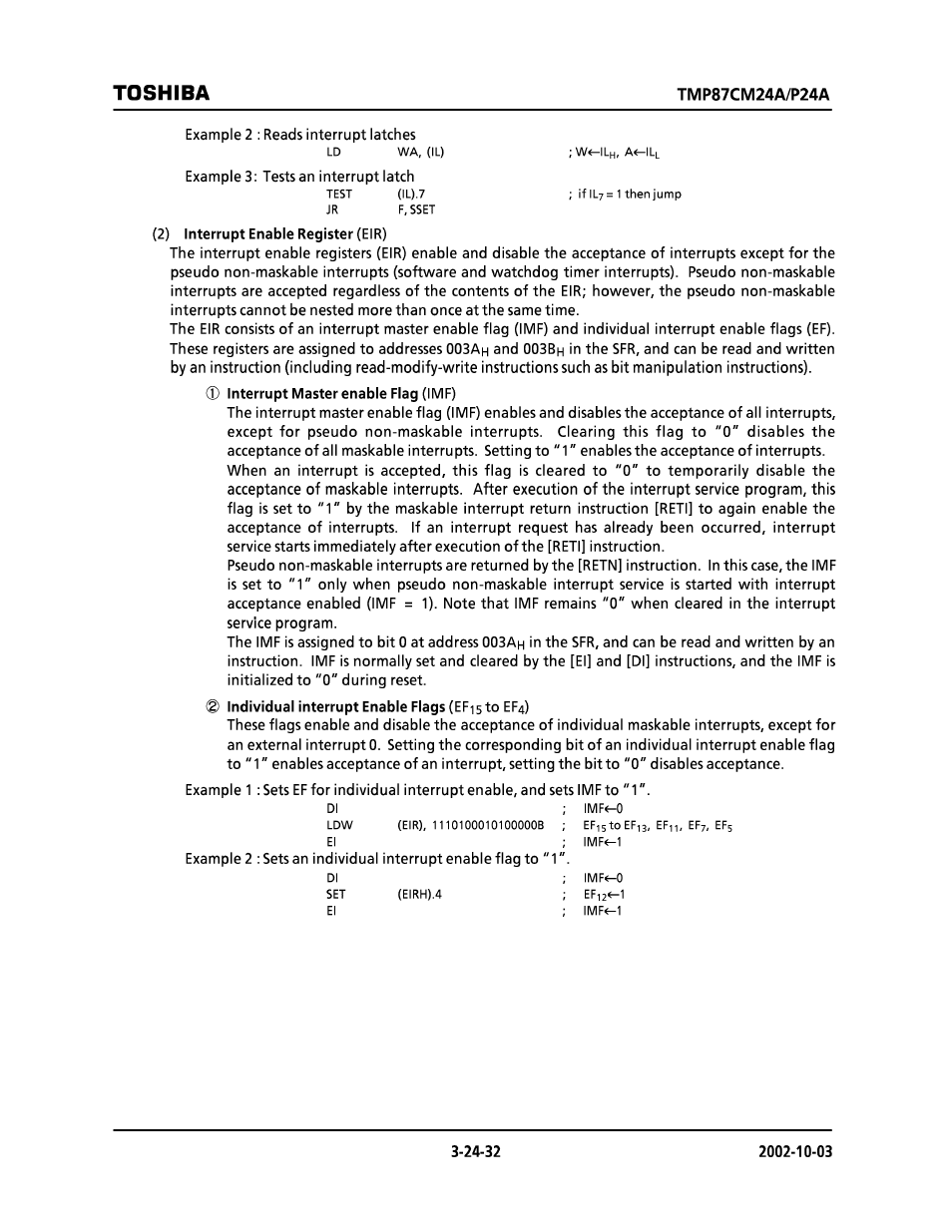 Toshiba, 003a, 003b | Efc 3 | Toshiba TMP87CP24AF User Manual | Page 32 / 132