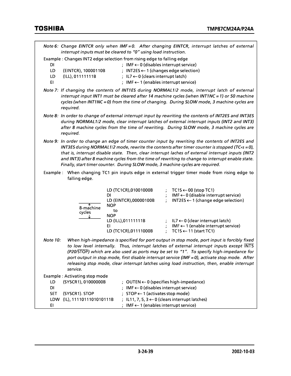 Toshiba | Toshiba TMP87CP24AF User Manual | Page 39 / 132