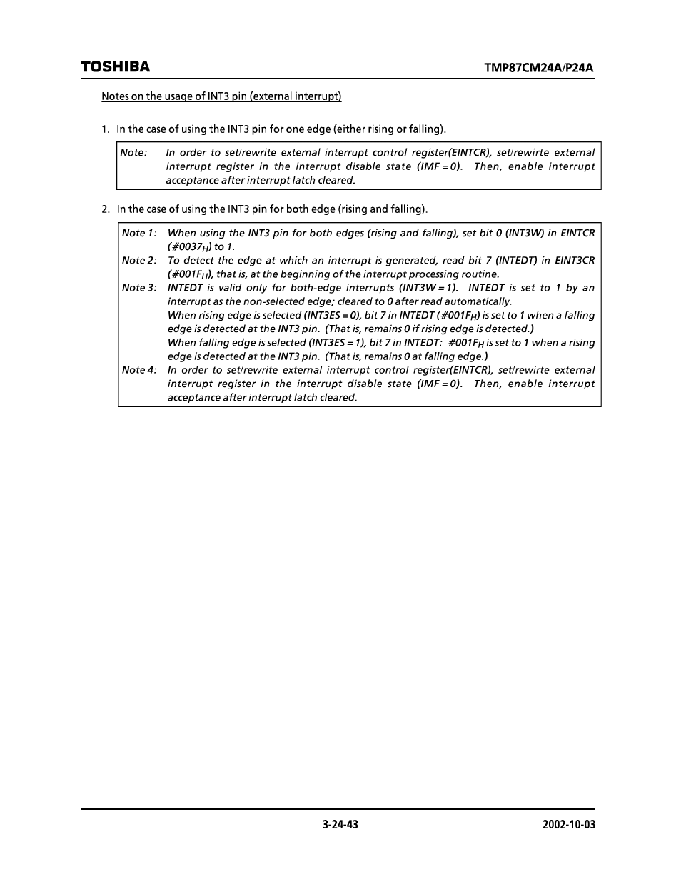 Toshiba | Toshiba TMP87CP24AF User Manual | Page 43 / 132