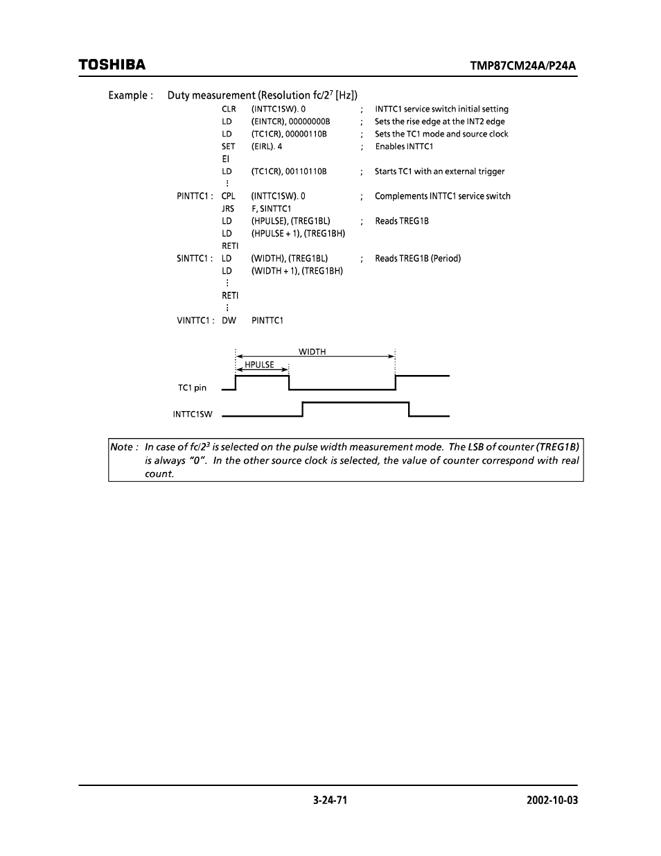 Toshiba | Toshiba TMP87CP24AF User Manual | Page 71 / 132