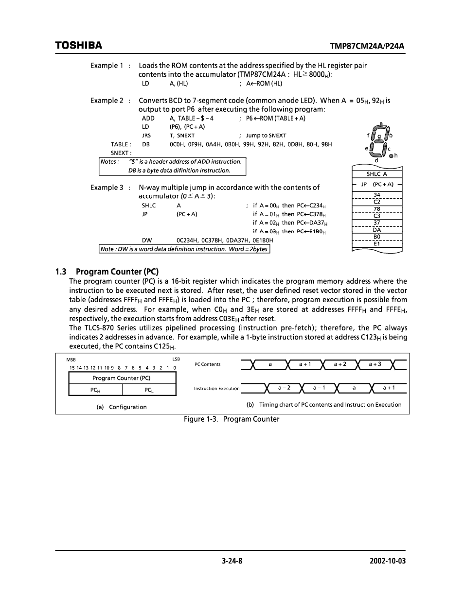 3 program counter (pc), Хззеосзепс, Toshiba | Toshiba TMP87CP24AF User Manual | Page 8 / 132