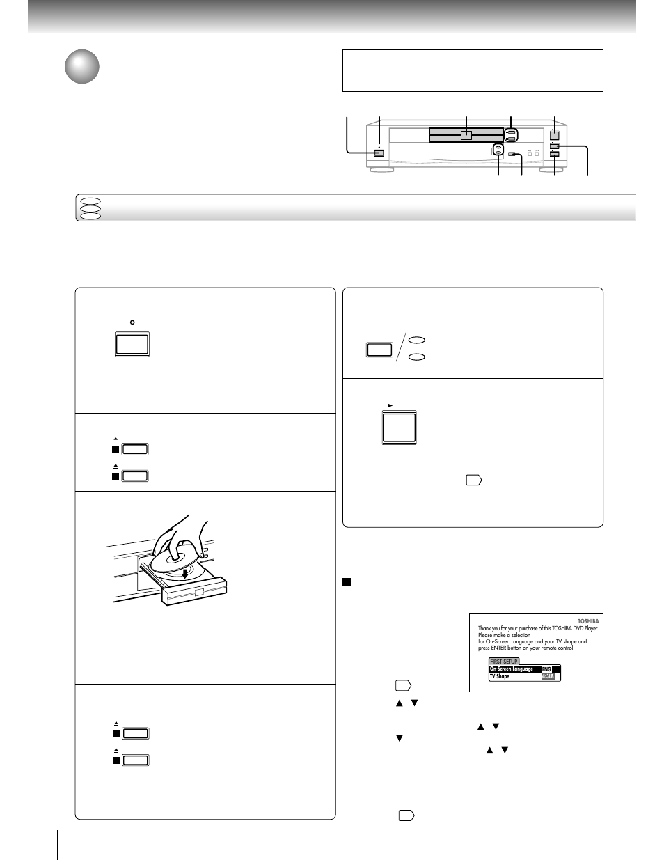 Basic playback, Playing a disc | Toshiba SD-2050 User Manual | Page 20 / 46