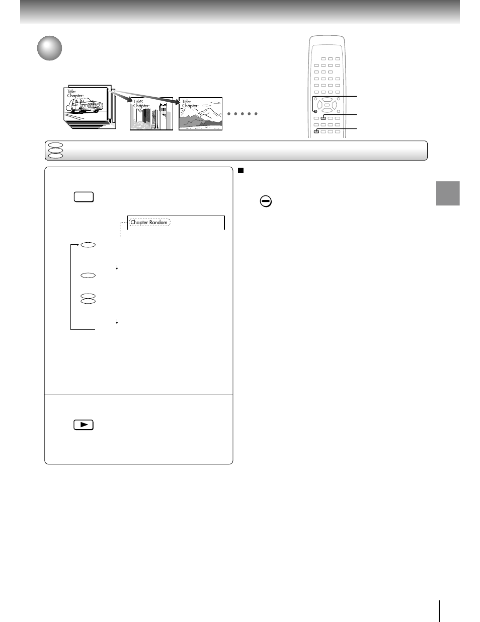 Playing in random order, Playing titles, chapters or tracks in random order | Toshiba SD-2050 User Manual | Page 29 / 46