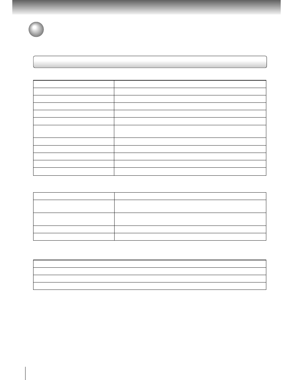 Specifications, Dvd video player / outputs / supplied accessories | Toshiba SD-2050 User Manual | Page 44 / 46