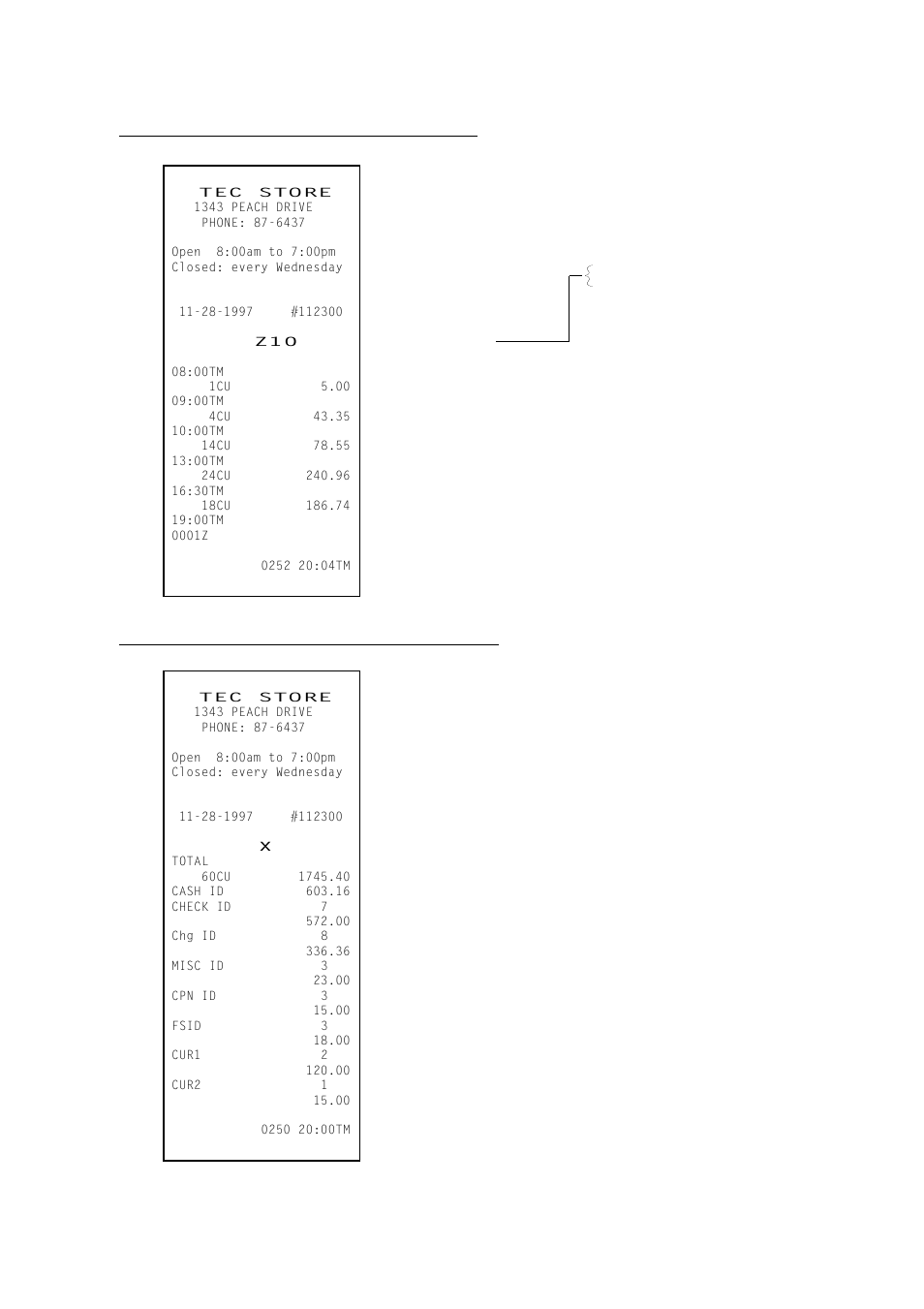 Daily hourly sales read or reset report, Daily media sales & in-drawer read report | Toshiba TEC MA-1350-1 User Manual | Page 78 / 114
