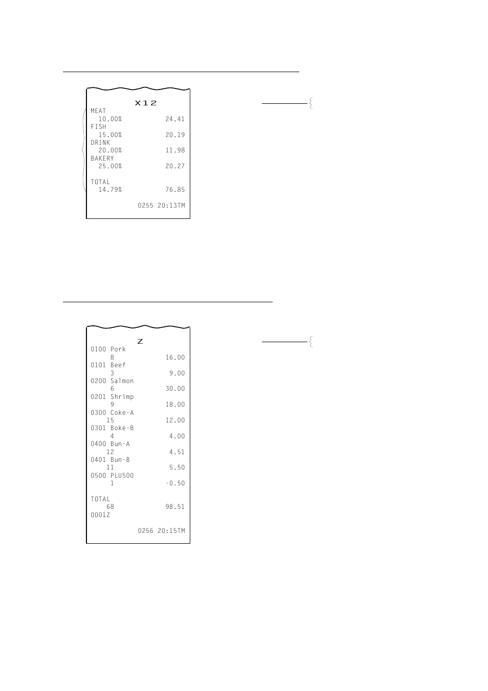 Department gross profit read (daily or periodical), Daily plu read or reset report (all or zone) | Toshiba TEC MA-1350-1 User Manual | Page 80 / 114
