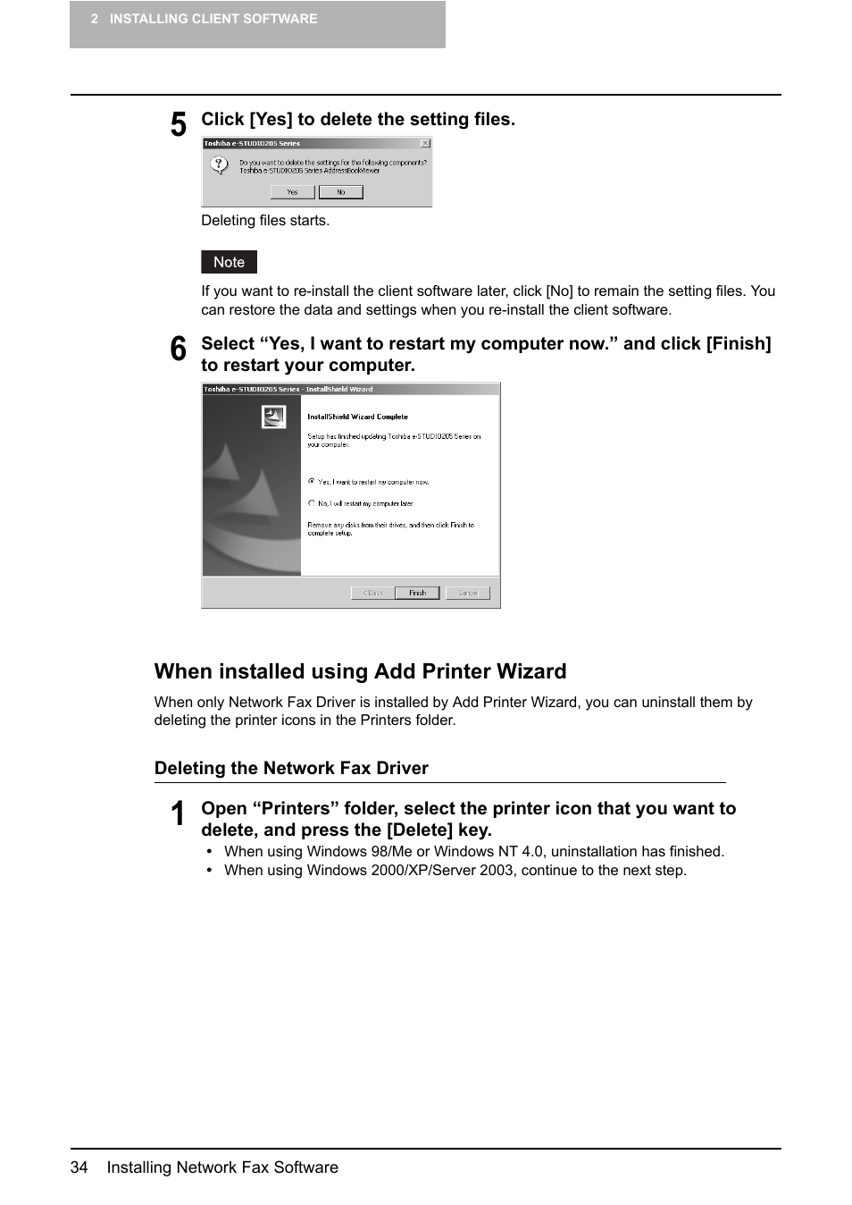 P.34 “when installed using add printer wizard | Toshiba E-STUDIO 165  EN User Manual | Page 34 / 118