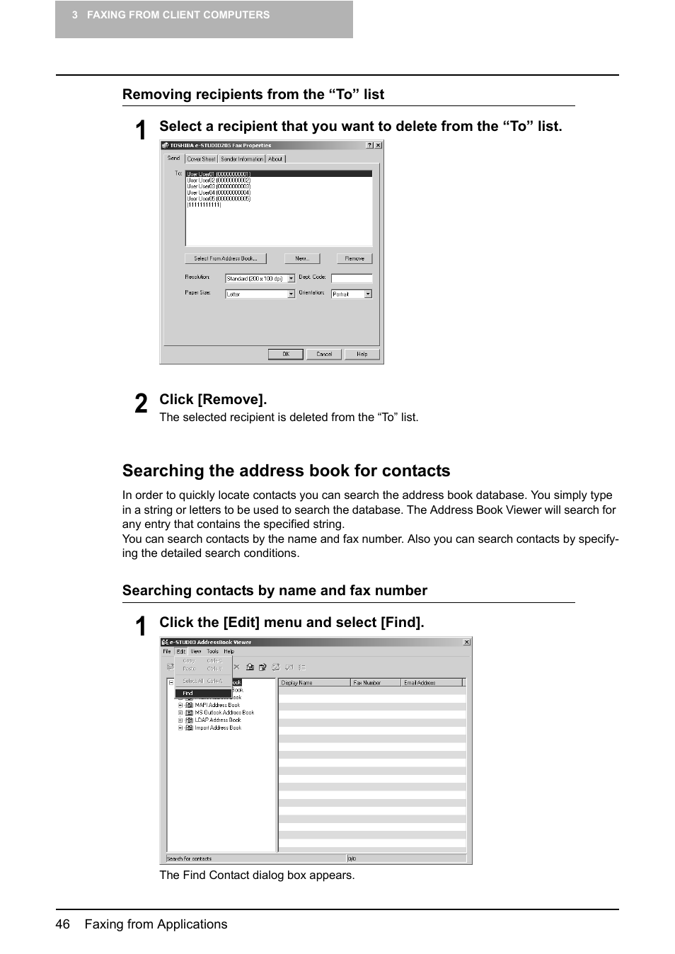 P.46 “removing recipients from the “to” list | Toshiba E-STUDIO 165  EN User Manual | Page 46 / 118