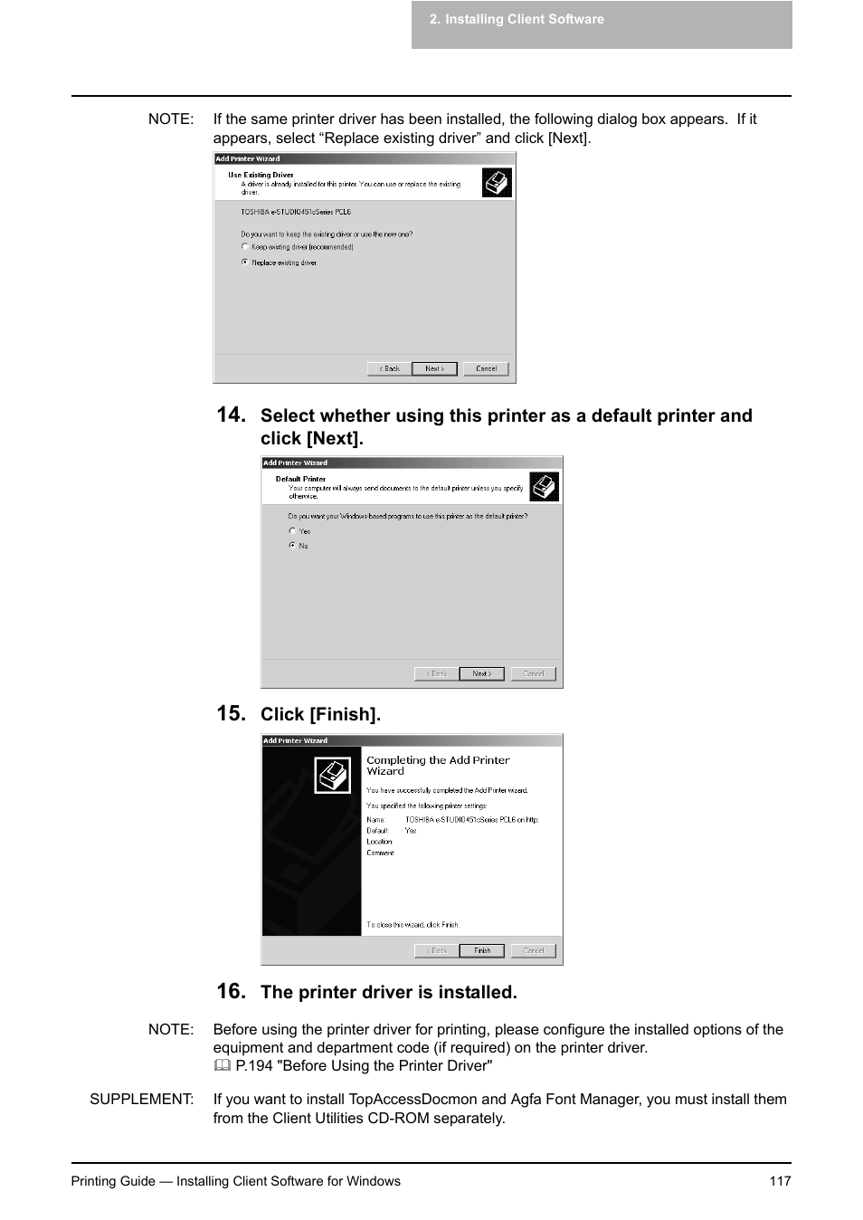 Toshiba E-STUDIO 351C User Manual | Page 117 / 372