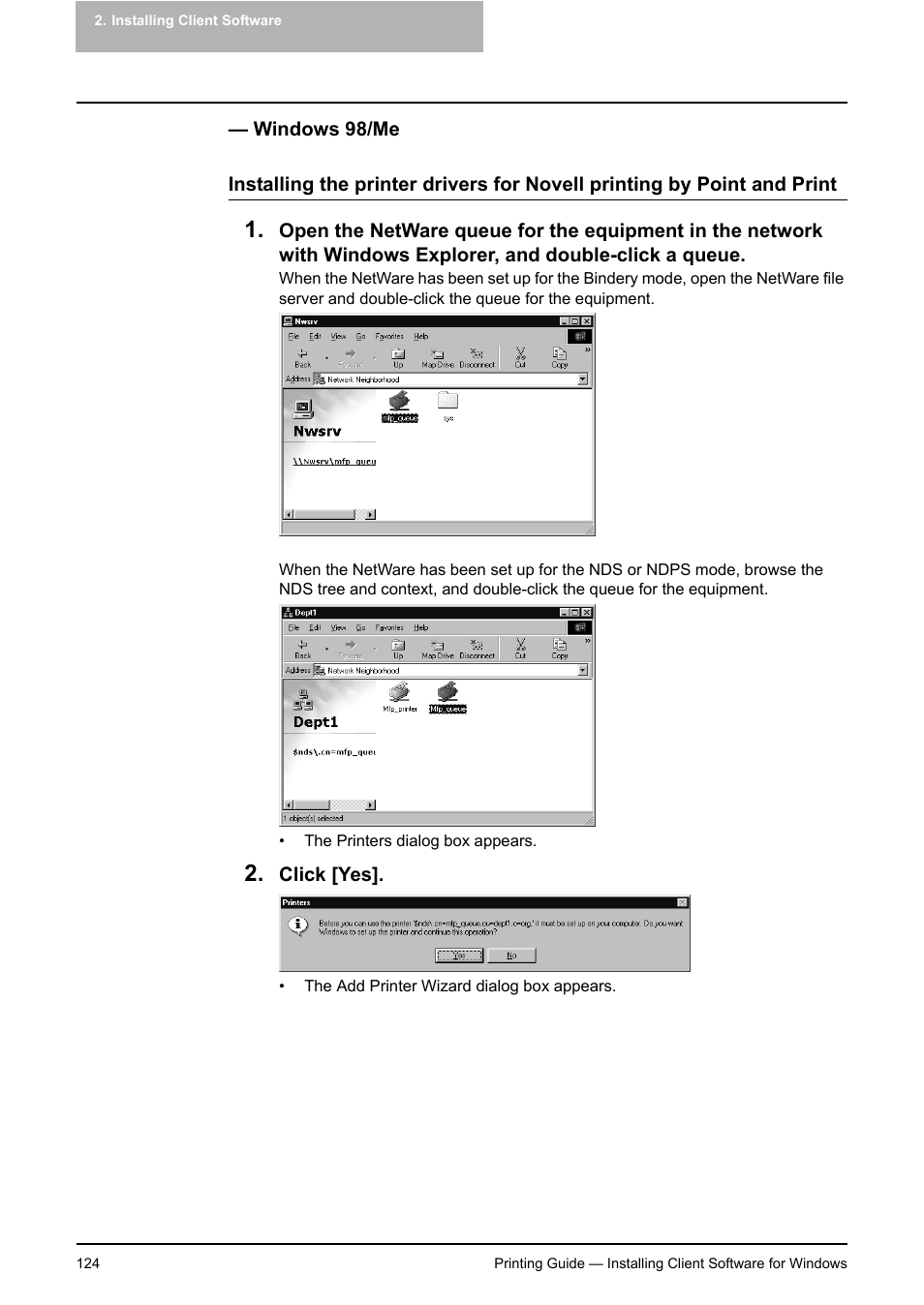 Windows 98/me, P.124 "windows 98/me | Toshiba E-STUDIO 351C User Manual | Page 124 / 372