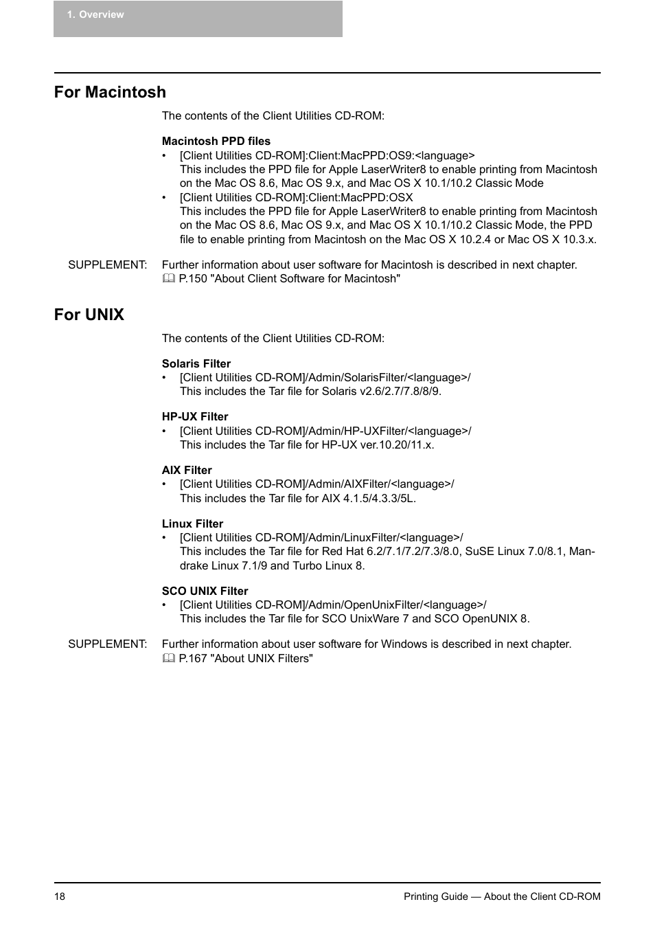 For macintosh, For unix, For macintosh for unix | Toshiba E-STUDIO 351C User Manual | Page 18 / 372