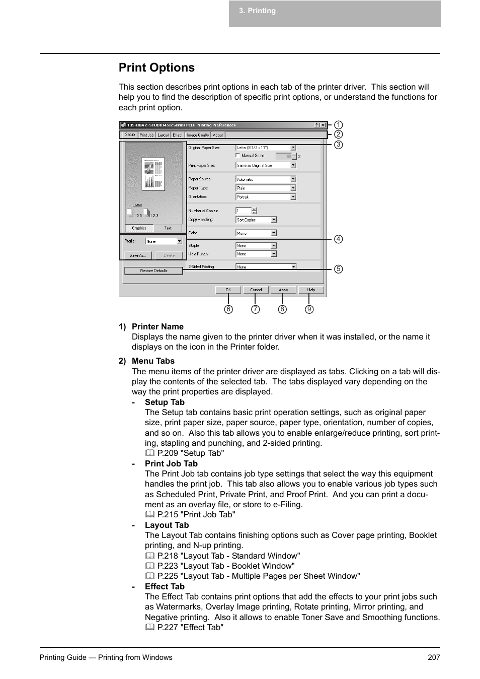 Print options, P.207 "print options | Toshiba E-STUDIO 351C User Manual | Page 207 / 372