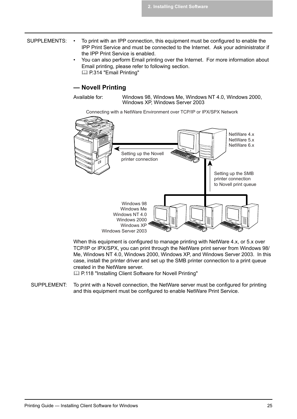 Novell printing, P.25 "novell printing | Toshiba E-STUDIO 351C User Manual | Page 25 / 372
