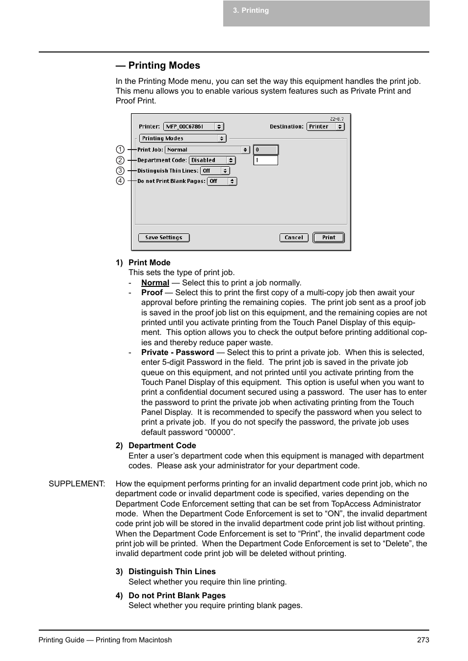 Printing modes | Toshiba E-STUDIO 351C User Manual | Page 273 / 372