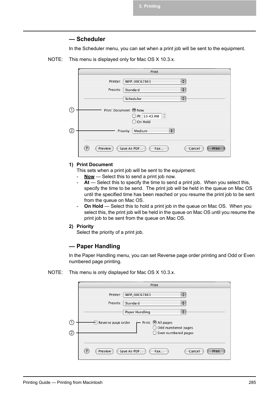 Scheduler, Paper handling, Scheduler paper handling | P.285 "scheduler, P.285 "paper handling | Toshiba E-STUDIO 351C User Manual | Page 285 / 372